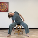 Dominika Borovansky Gaines, GYROTONIC® Specialized Master Trainer, demonstrating the impact of tongue positioning on postural alignment